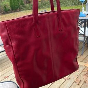 Express Design Studio Red Genuine Leather Tote Bag Y2K-2000s